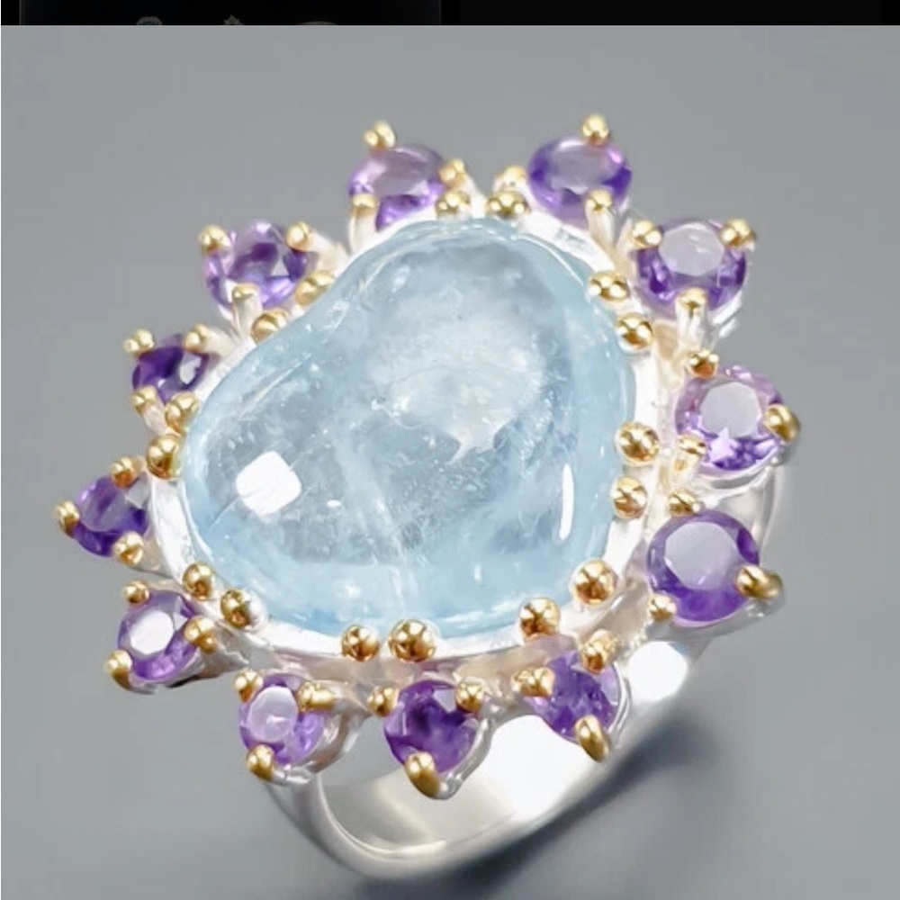 925 Sterling silver 8ct natural aquamarine